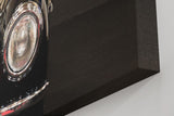 Sinus Art Wandbild 120x80cm Hochglanz-Detailaufnahme eines schwarzen Oldtimers mit nostalgischer Ausstrahlung