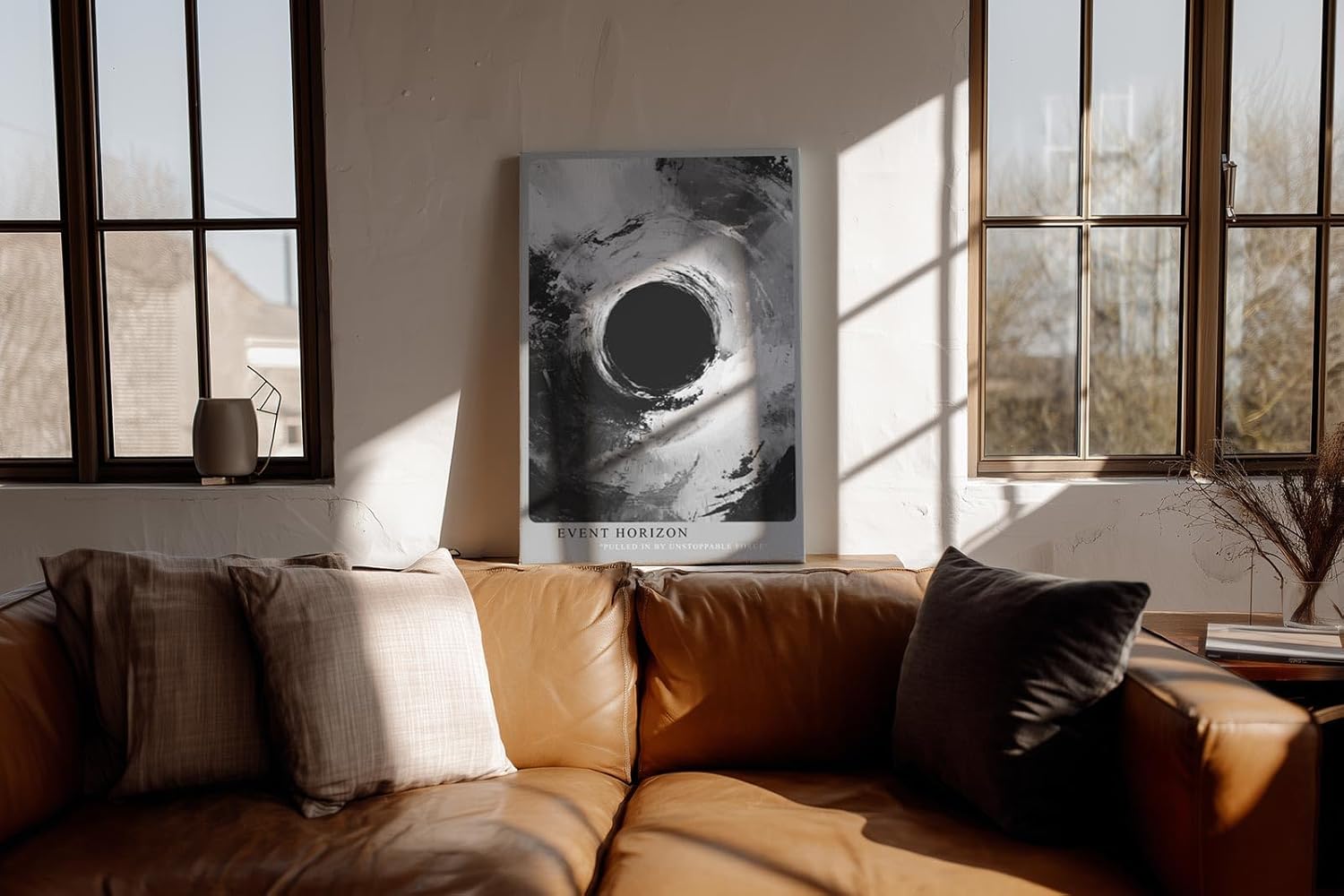 Paul Sinus Wandbild in 40x60cm Event Horizon – Monochrome Abstraktion mit tiefem Zentrum und kraftvollen Strukturen