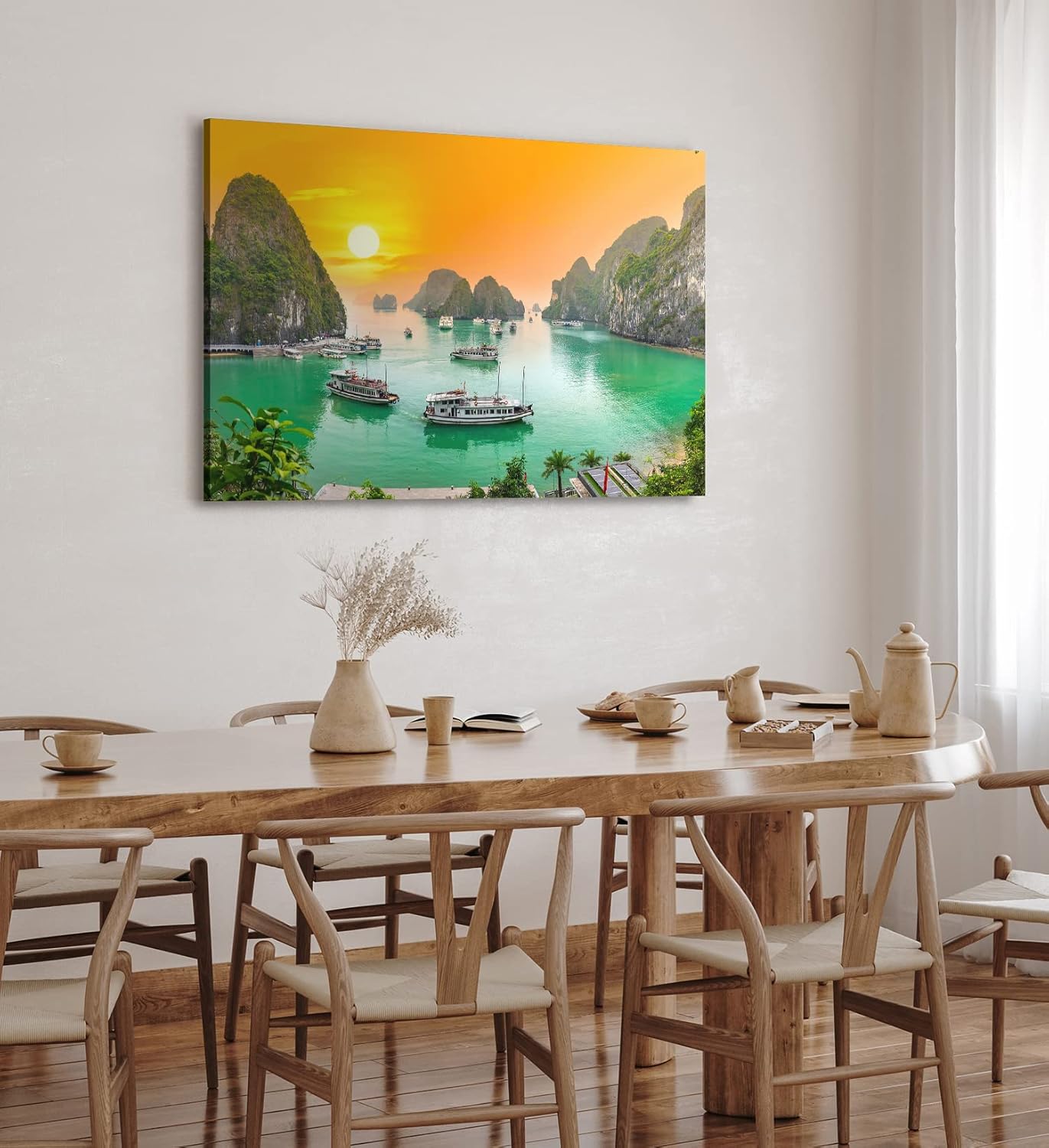 Paul Sinus Wandbild 120x80cm V?nh H? Long Bucht in Vietnam Sonnenuntergang Felsen