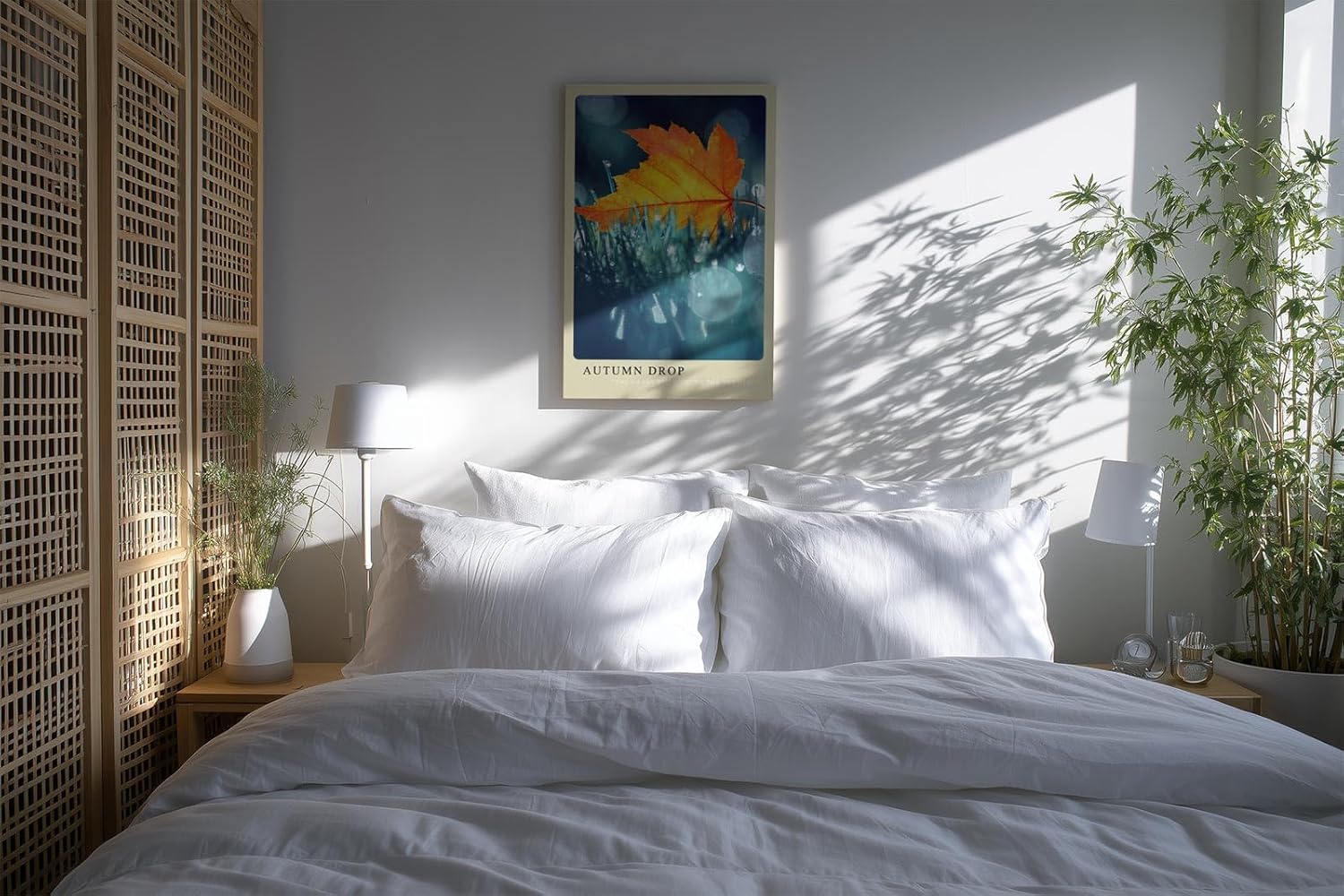 Paul Sinus Kunstdruck 40x60cm Autumn Drop Ahornblatt Wassertropfen Bokeh Makro Kunst Natur