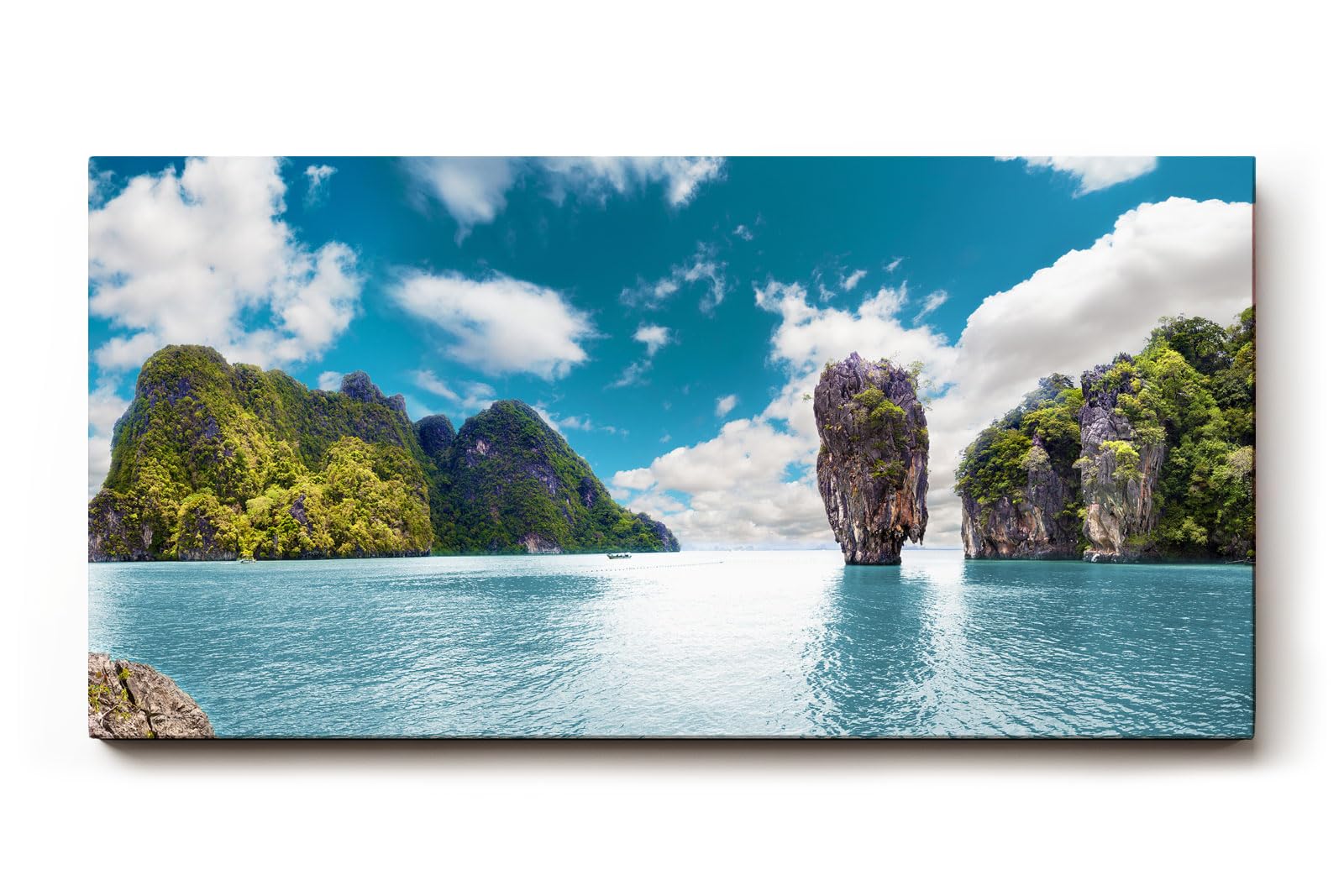 Sinus Art Wandbild 120x80cm Atemberaubendes Inselmotiv mit türkisfarbenem Wasser und einzigartigen Felsen für Fernweh-Feeling