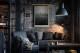 Paul Sinus Wandbild in 40x60cm The Vanishing City – Abstraktes Stadtmotiv in Schwarz-Weiß mit vertikalen Linienstrukturen