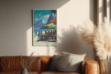 Paul Sinus Wandbild in 40x60cm Rio de Janeiro Strandansicht mit Zuckerhut, Sonnenschirmen und lebendiger Café-Szene in sommerlicher Farbigkeit