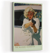 Paul Sinus Wandbild in 40x60cm The Blonde Vendetta – Blonde Frau mit Pistole im Retro-Pin-up-Stil