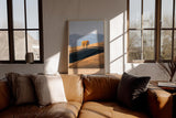 Paul Sinus Wandbild in 40x60cm zwei Bäume in goldener Hügellandschaft – harmonisches Naturmotiv mit sanften Farbtönen