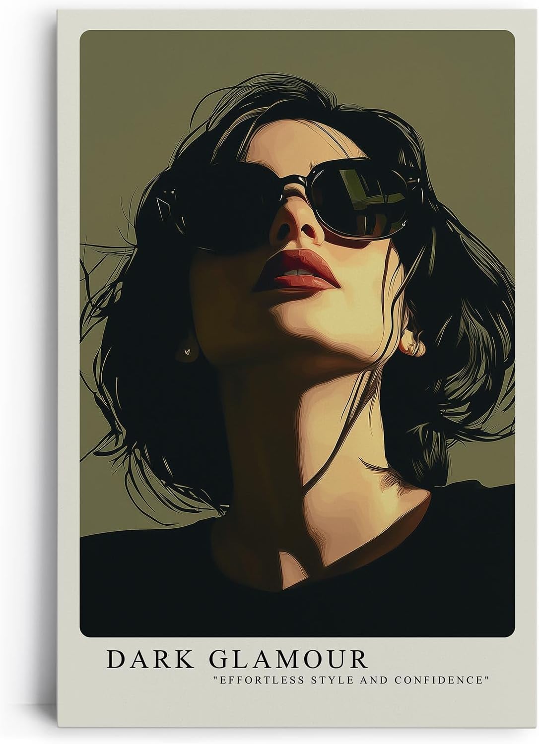 Paul Sinus Leinwandbild 60x90cm stilvolle Frau mit Sonnenbrille in ausdrucksstarker Lichtstimmung – kunstvolles Leinwandbild für moderne Raumgestaltung