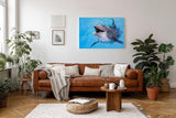 Sinus Art Wandbild 120x80cm Freundlicher Delfin in klarem Wasser – ein lebendiges und positives Motiv