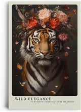 Paul Sinus Leinwandbild 40x60cm majestätischer Tiger in floraler Eleganz mit intensiven Farben und edler Ästhetik – kunstvolles Leinwandbild