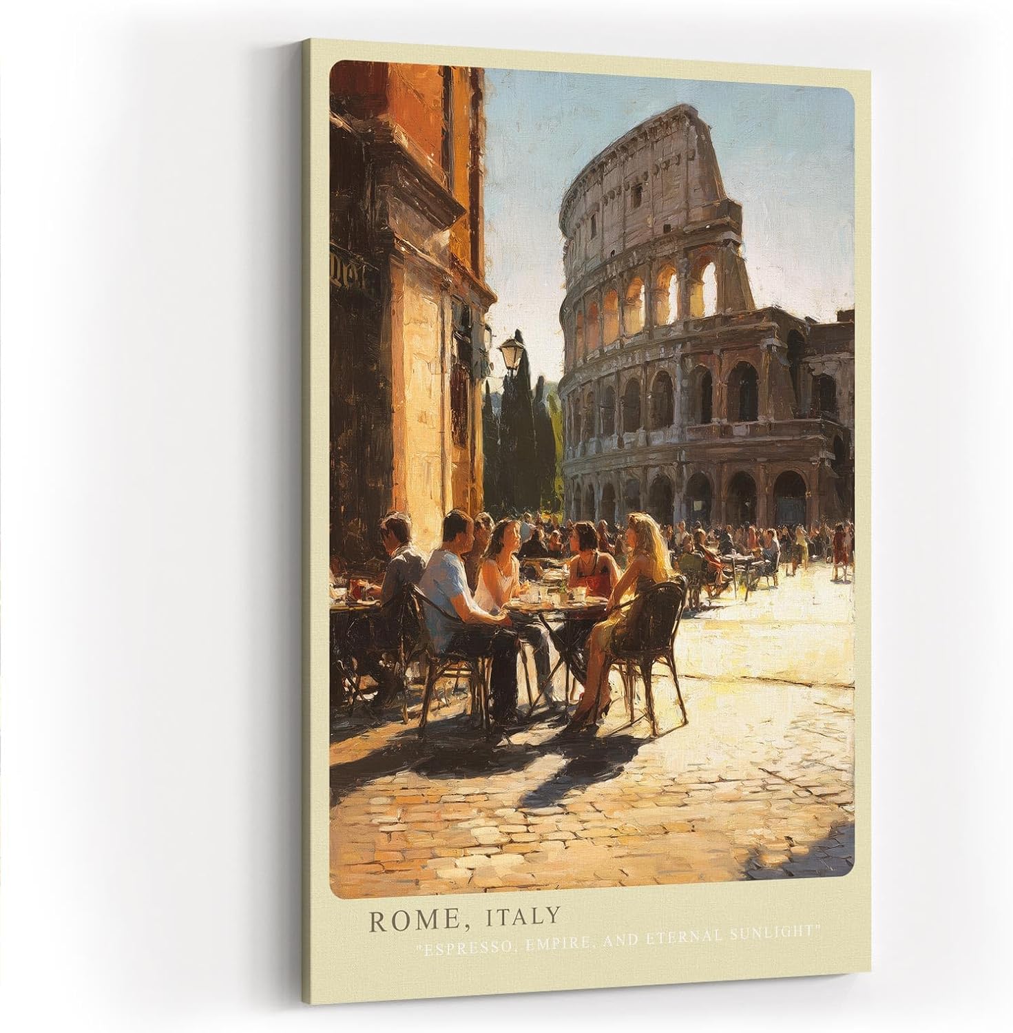 Paul Sinus Wandbild in 40x60cm Rom Italien Straßencafé am Kolosseum mediterrane Atmosphäre zeitlose Kunst für stilvolles Wohnen auf Leinwand