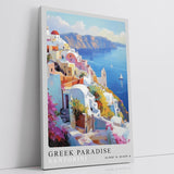Paul Sinus Leinwandbild 80x120cm Greek Paradise – Santorini, Griechenland, Meer, Insel, Kykladen, Architektur, Blau, Weiß, Romantik, Urlaub, Sommer