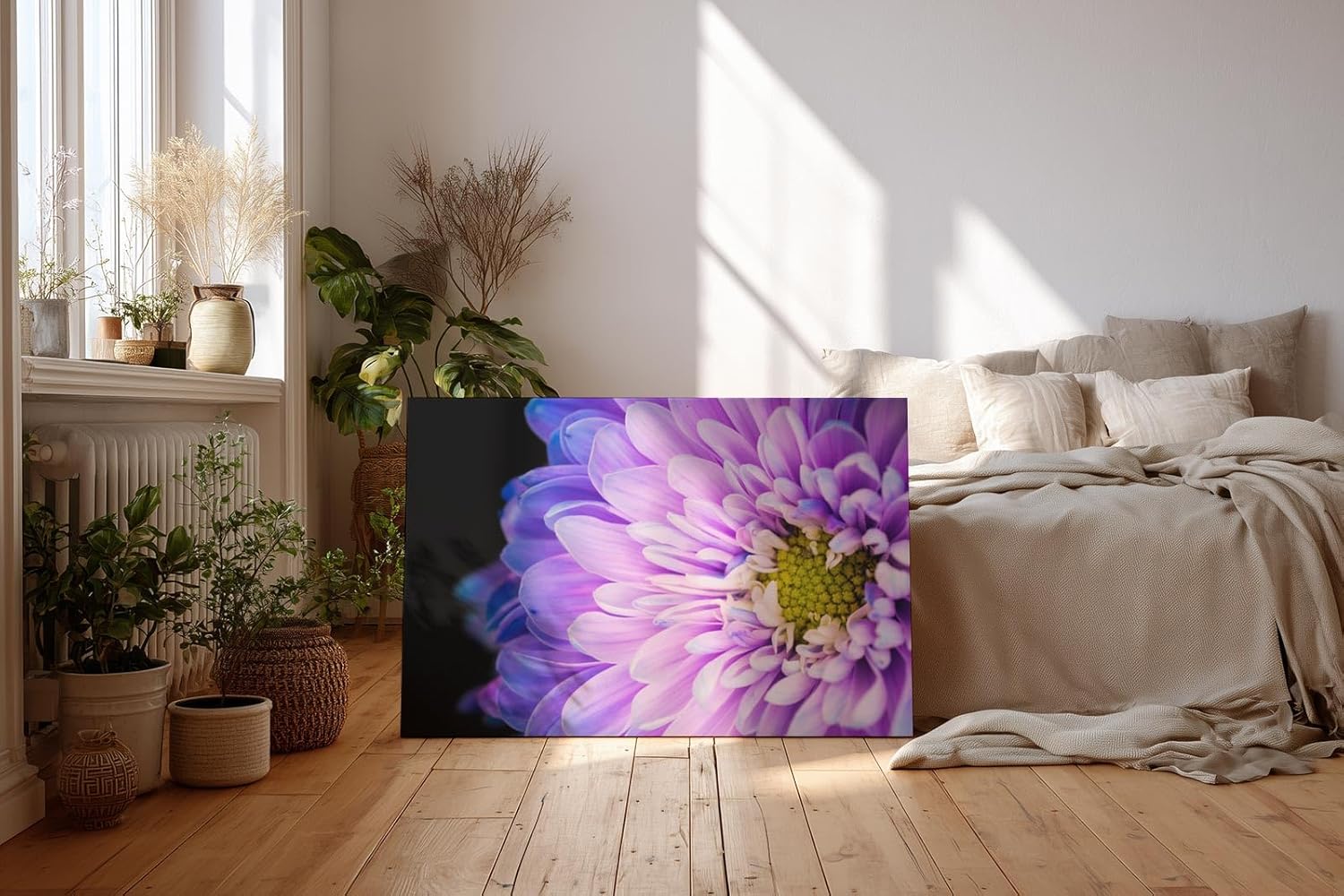 Sinus Art Wandbild 120x80cm Makro einer geöffneten Blüte – fesselnde Struktur mit leuchtendem Zentrum