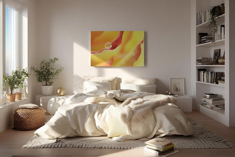 Sinus Art Wandbild 120x80cm Wassertropfen auf rotem Blütenrand – poetisches Motiv mit emotionaler Tiefe
