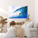 Paul Sinus Wandbild 120x80cm Welle Surfen Meer Ozean Abstrakt Kunstvoll Blau