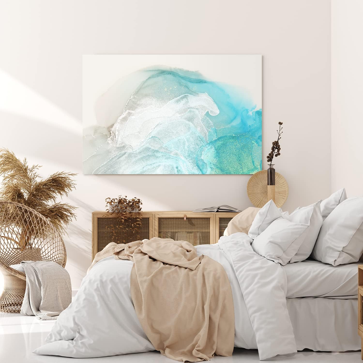 Paul Sinus Wandbild 120x80cm Abstraktes Bild Türkis Hellblau fließende Farben
