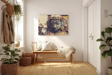 Sinus Art Wandbild 120x80cm Antike Skulptur mit ausdrucksstarkem Gesicht und handwerklicher Struktur
