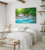 Paul Sinus Wandbild 120x80cm Tropischer Wasserfall Dschungel Bach Türkis Natur