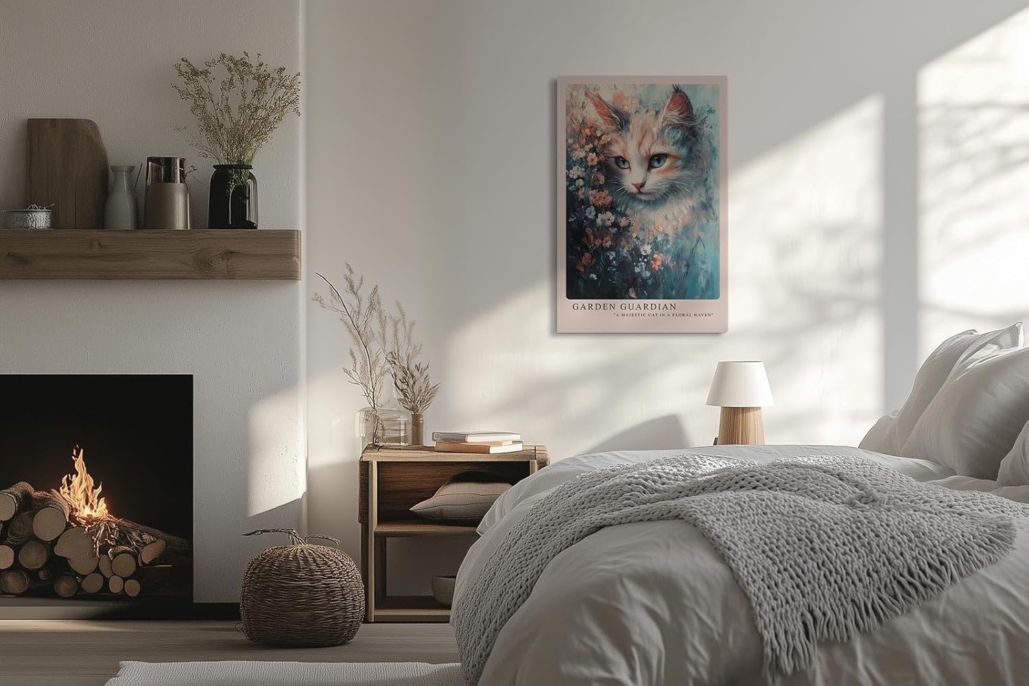 Paul Sinus Leinwandbild 40x60cm Blühende Katze mystisch elegant surreal kunstvolle Wandkunst sanfte Farben harmonisch detailreich faszinierend