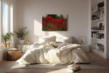 Sinus Art Wandbild 120x80cm Leuchtend rote Mohnblumen im weichen Licht – symbolstark, lebendig und zeitlos