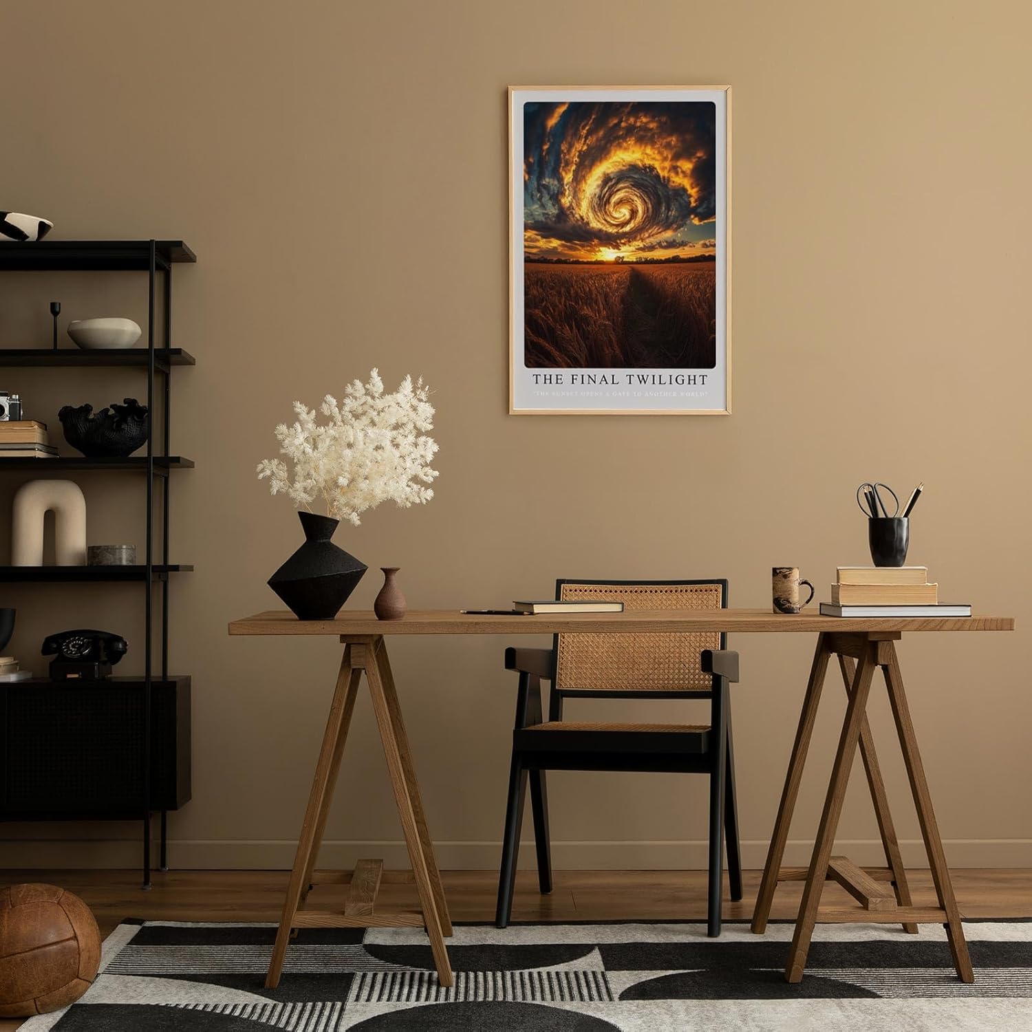 Paul Sinus Leinwandbild 40x60cm The Final Twilight mystischer Himmel Wirbelwolken dramatischer Sonnenuntergang goldene Felder surreal faszinierend