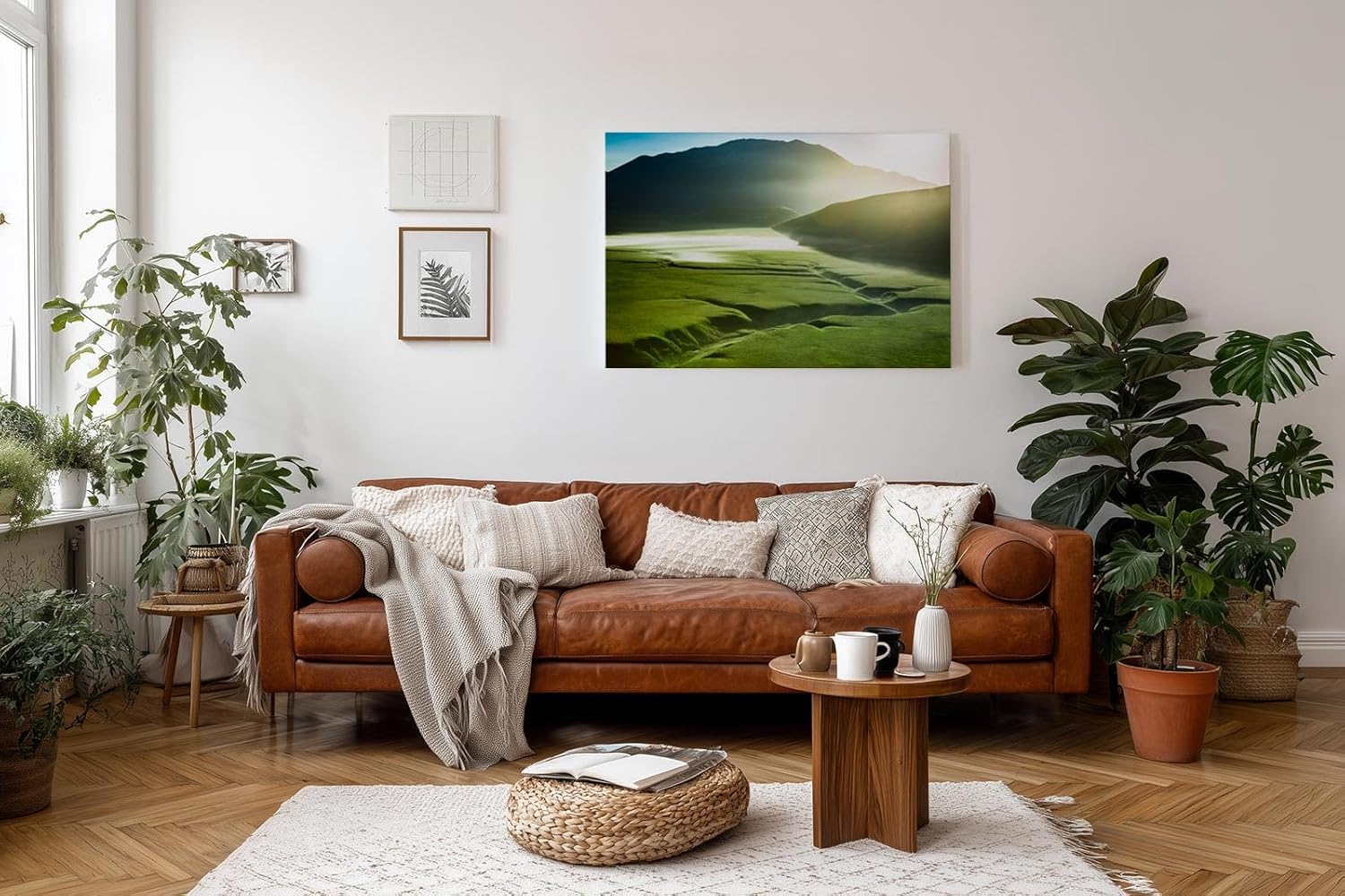 Sinus Art Wandbild 120x80cm Faszinierende Weite mit weichem Sonnenlicht und harmonischer Farbgebung