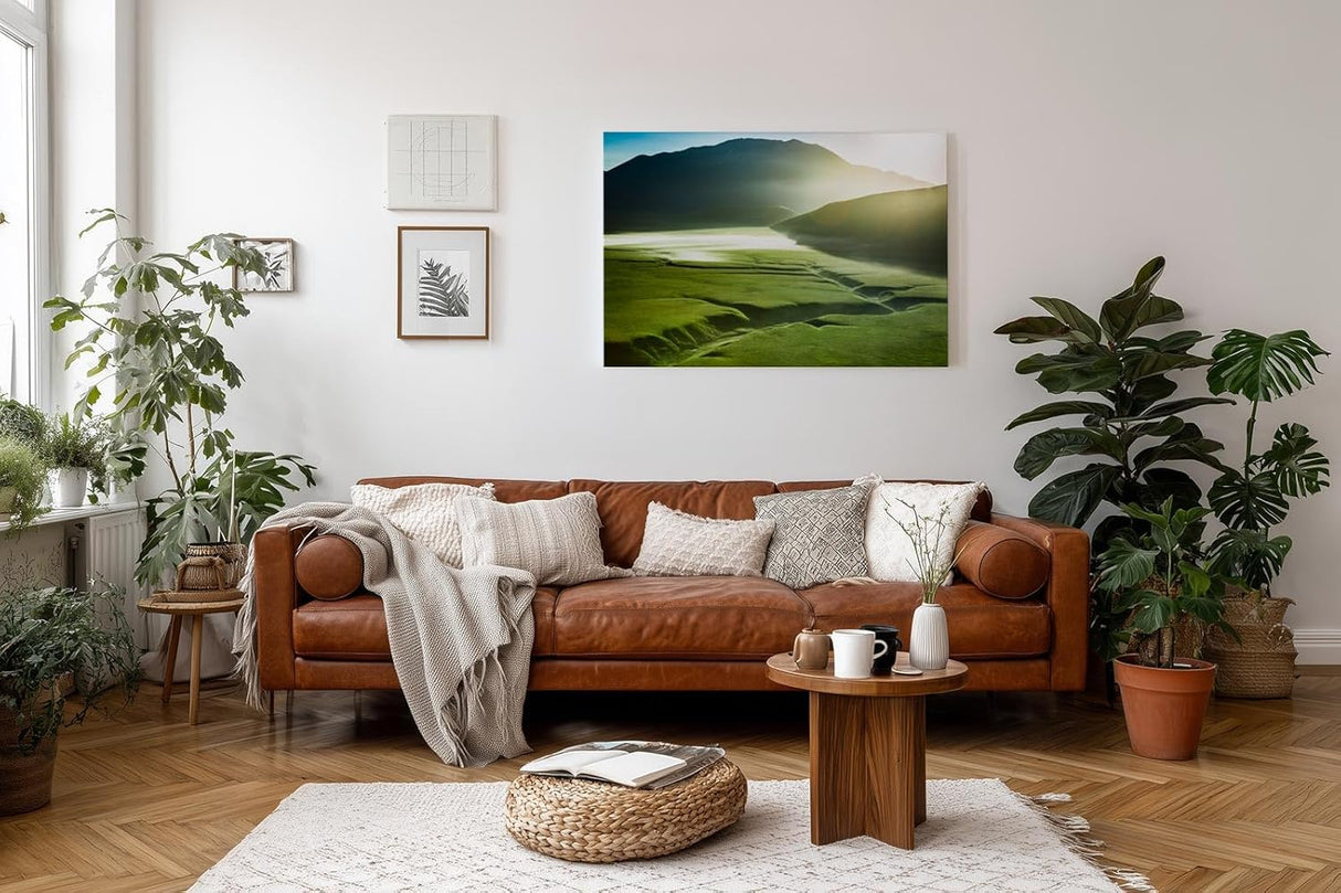 Sinus Art Wandbild 120x80cm Faszinierende Weite mit weichem Sonnenlicht und harmonischer Farbgebung