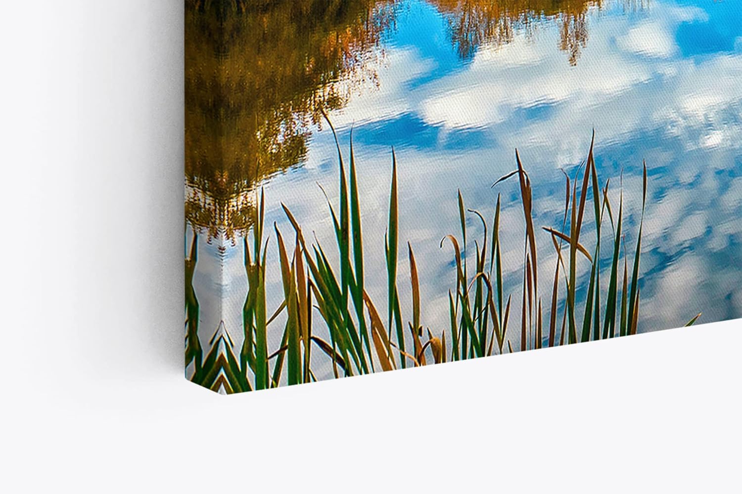 Paul Sinus Wandbild 120x80cm See blauer Himmel Wald Natur Cirrus Wolken Herbst