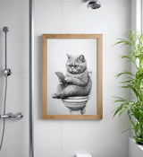 Paul Sinus Poster/Leinwandbild/Rahmenoption Lustiges Katzenbild – Witzige Klo-Deko fürs Badezimmer – Perfekt fürs Gäste-WC