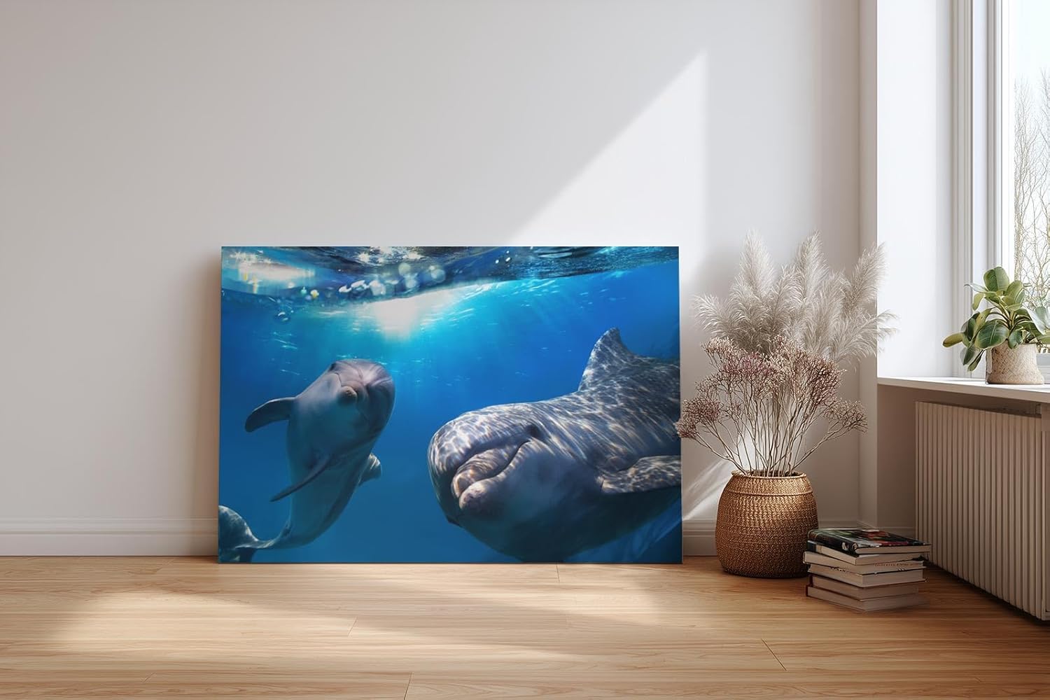 Sinus Art Wandbild 120x80cm Die Delfine wirken lebensfroh und einladend und bringen maritime Energie in jeden Raum