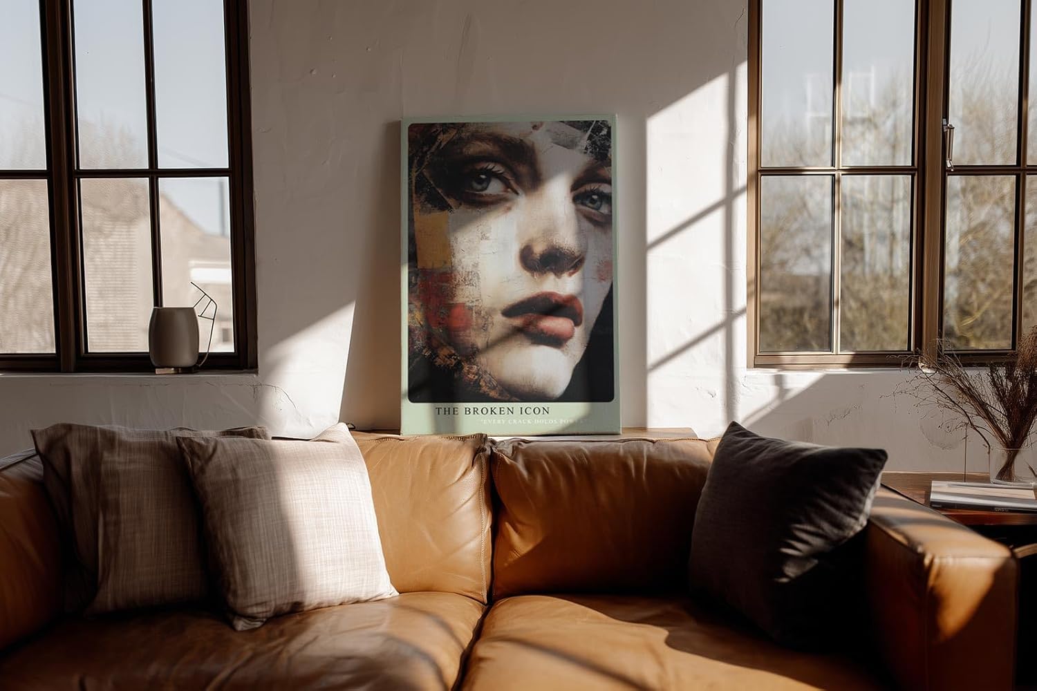 Paul Sinus Wandbild in 40x60cm Frauenporträt in fragmentierter Malweise – kraftvolles Mixed-Media-Kunstwerk für moderne Raumgestaltung