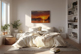 Sinus Art Wandbild 120x80cm Stimmungsvolles Sonnenuntergangs-Motiv mit Fischerbooten vor Inselkulisse