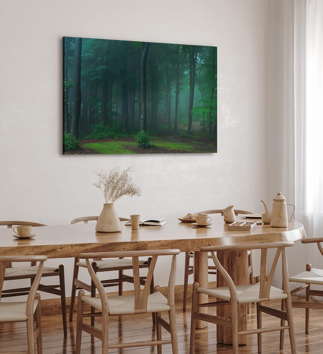 Paul Sinus Wandbild 120x80cm Dunkler Wald Bäume Natur Grün Moos