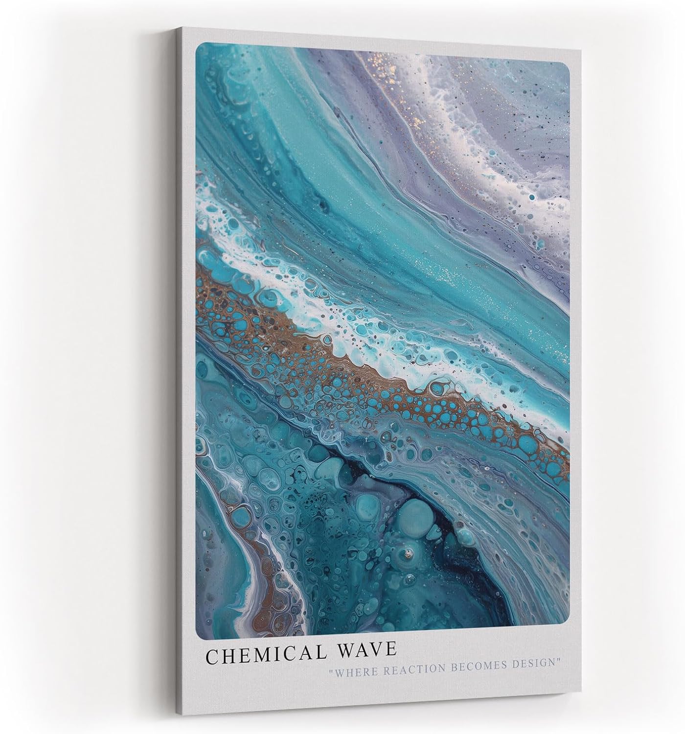 Paul Sinus Wandbild in 40x60cm Chemical Wave Abstrakte Fließstrukturen in Blauund Türkistönen