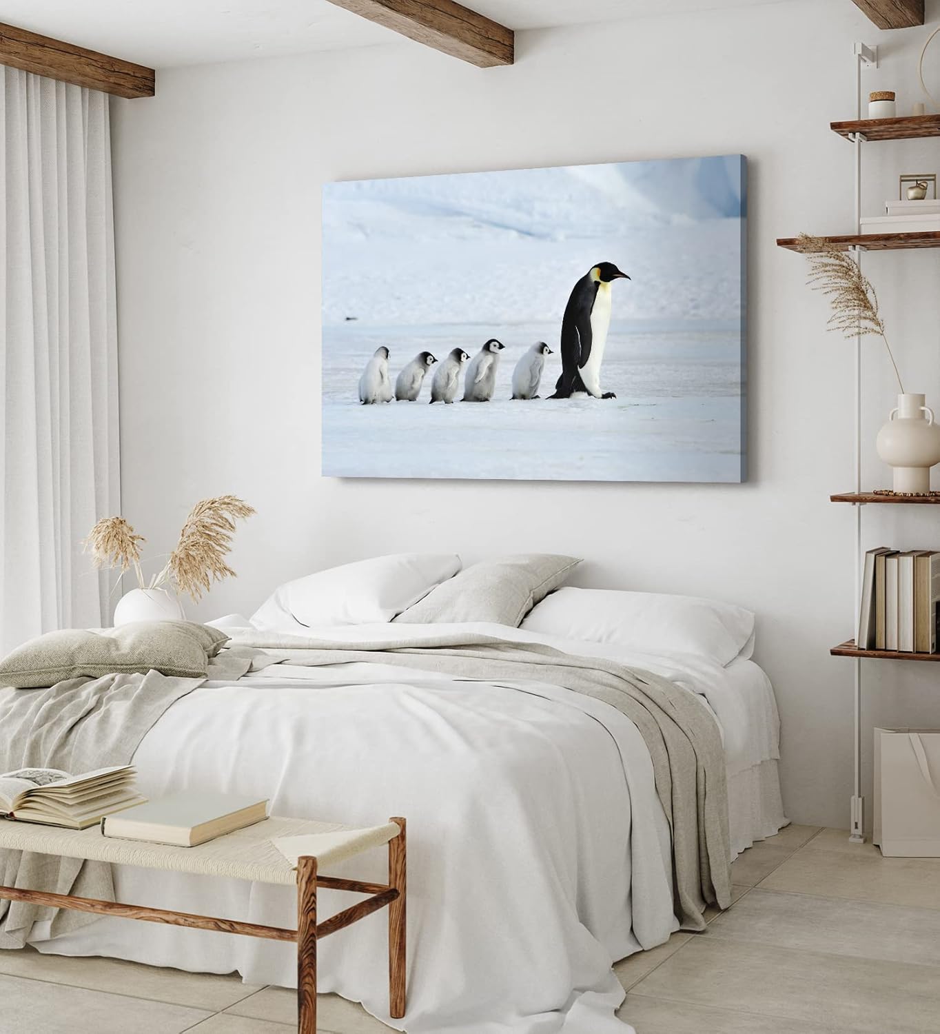 Paul Sinus Wandbild 120x80cm Pinguine Babypinguine Kaiserpinguin Schnee Tierfotografie
