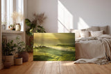 Sinus Art Wandbild 120x80cm Tief liegendes Licht über grünen Hügeln mit typischer Zypressenallee und Bauernhof