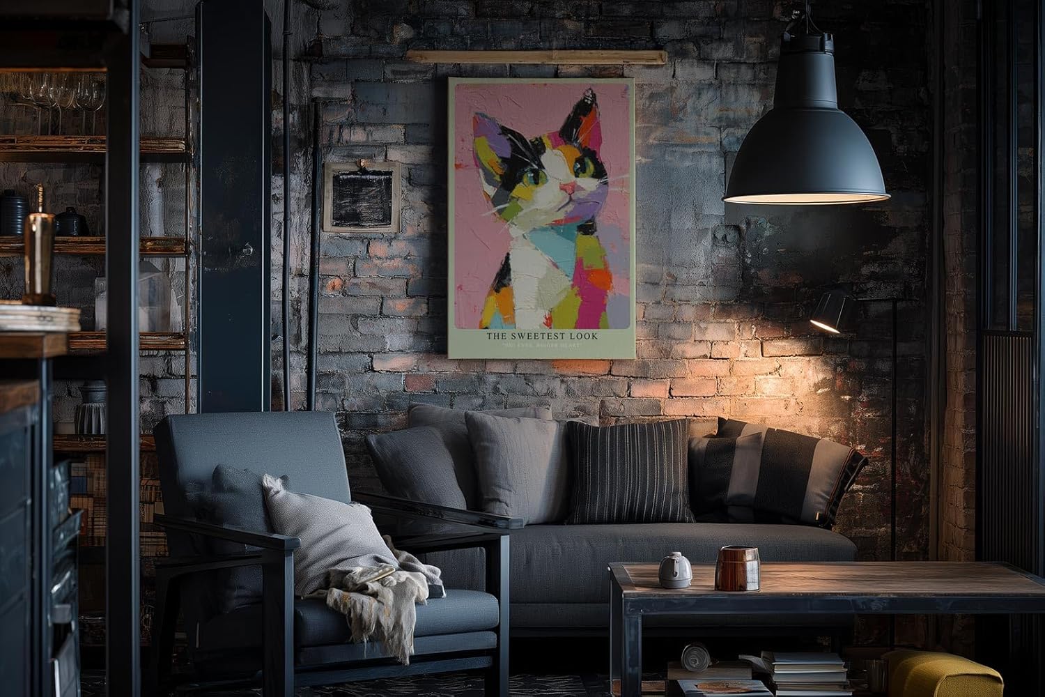 Paul Sinus Wandbild in 40x60cm The Sweetest Look – Verspieltes Katzen-Porträt im bunten Acrylstil, farbenfrohe Wandkunst mit charmantem Ausdruck