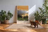 Paul Sinus Kunstdruck 40x60cm Saint Mary Lake USA Sonnenuntergang über Bergsee mit Insel und Kiefernwald