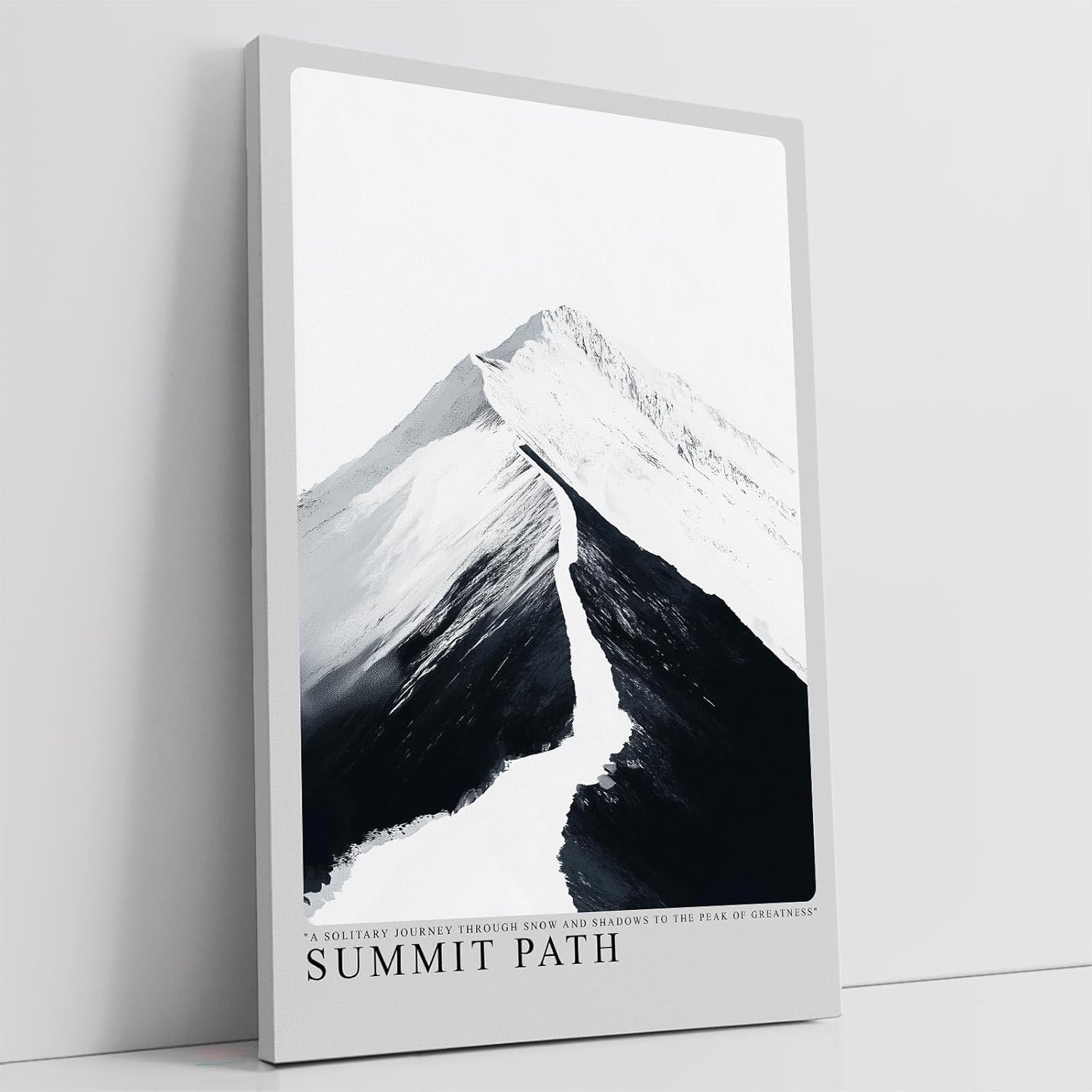 Paul Sinus Leinwandbild 60x90cm Gipfelpfad – Minimalistische Berglandschaft in Schwarz-Weiß mit kraftvoller Licht-Schatten-Dynamik