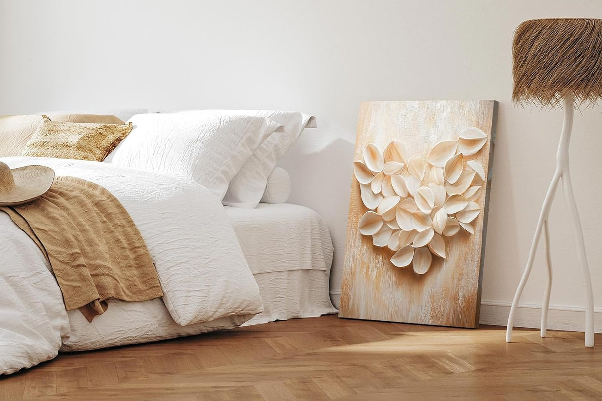 Paul Sinus 60x90cm Wandbild Herz aus Blütenblättern – Emotionale Wanddekoration mit natürlicher Blume
