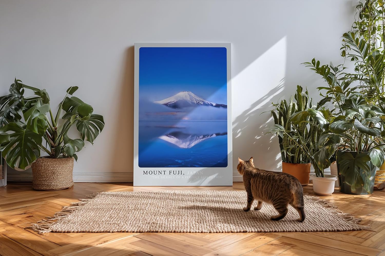Paul Sinus Kunstdruck 40x60cm Mount Fuji mit Spiegelung im See und blauem Himmel