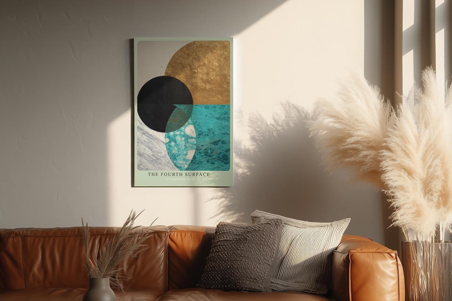 Paul Sinus Wandbild in 40x60cm The Fourth Surface – Geometrische Komposition aus Schwarz, Gold, Türkis und Marmorstruktur in harmonischer Anordnung