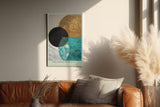 Paul Sinus Wandbild in 40x60cm The Fourth Surface – Geometrische Komposition aus Schwarz, Gold, Türkis und Marmorstruktur in harmonischer Anordnung