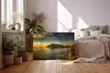 Sinus Art Wandbild 120x80cm Dramatisches Küstenpanorama bei Sonnenuntergang – ruhig, weit und eindrucksvoll