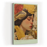 Paul Sinus Wandbild in 40x60cm The Bird's Secret – Poetisches Porträt einer Frau mit Vogel und floraler Umrahmung in sanften Farbtönen