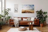 Sinus Art Wandbild 120x80cm Der staubige Weg durch das goldene Feld vermittelt Freiheit, Ruhe und Sommererinnerung