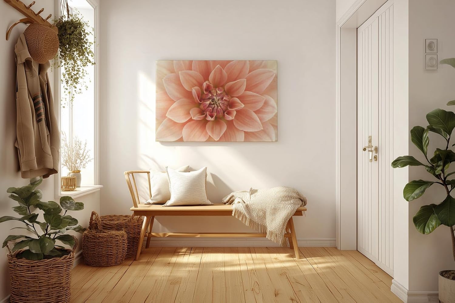 Sinus Art Wandbild 120x80cm Detailreiche Blütenstruktur in warmem Rosé für romantisch inspirierte Raumgestaltung