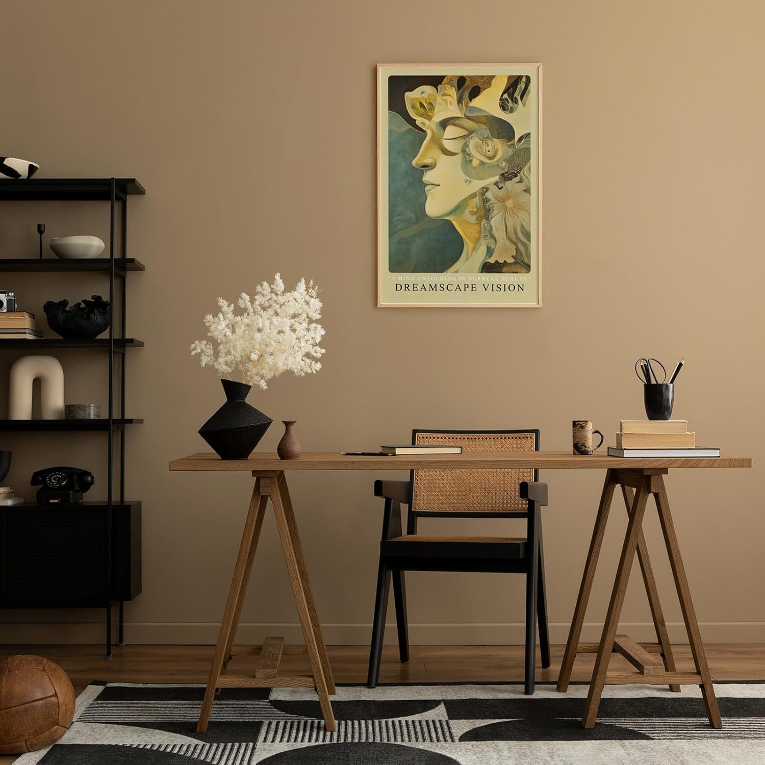 Paul Sinus Leinwandbild 60x90cm Dreamscape Vision – Surreal, Kunst, Fantasie, Traumwelt, Gesicht, Harmonie, Abstrakt, Mystik, Ästhetik, Gold, Struktur