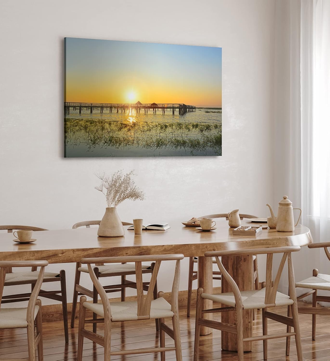 Paul Sinus Wandbild 120x80cm Urlaubsparadies Malediven Sonnenuntergang Meer Holzstege