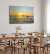 Paul Sinus Wandbild 120x80cm Urlaubsparadies Malediven Sonnenuntergang Meer Holzstege