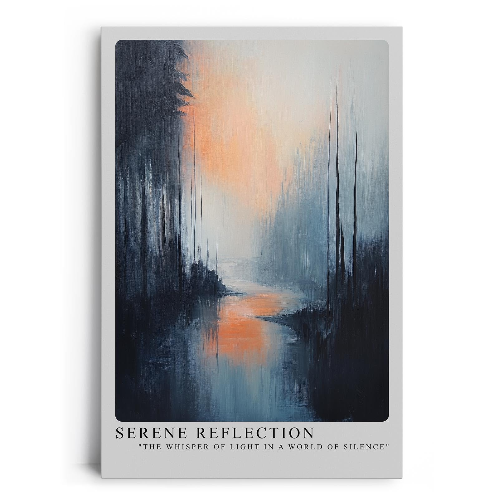 Paul Sinus Leinwandbild 40x60cm Spiegel der Stille – Mystische Waldlandschaft mit nebelverhangenem Wasser und sanfter Lichtspiegelung