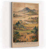 Paul Sinus Wandbild in 40x60cm The Valley of Rice and Rain – Traditionelle Landschaftsmalerei mit Reisfeldern, Bergen und Dorfszenen